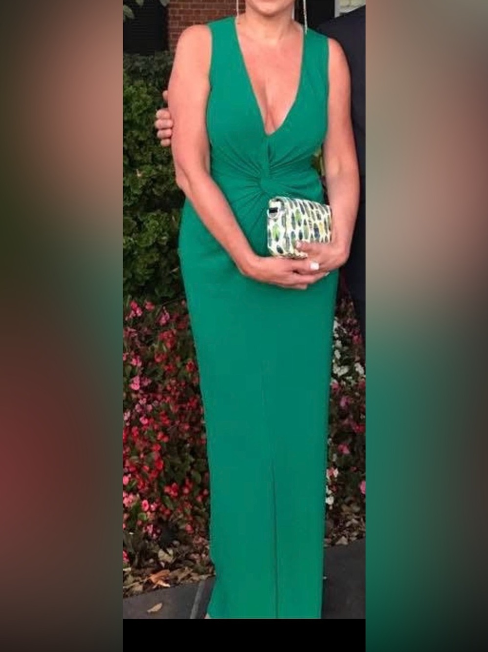 Badgley Mischka Gathered Stretch-Cady Gown - Picture 7 of 7